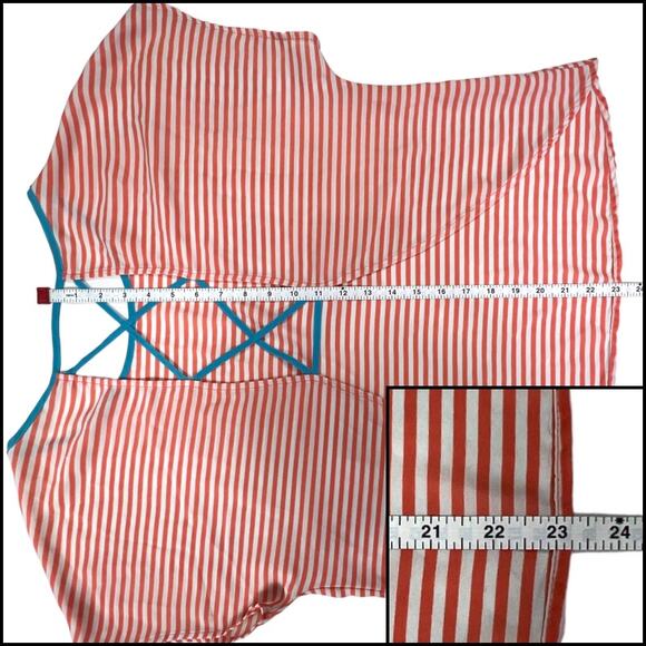 Lush Nordstrom Sleeveless Chiffon Blouse Top Orange White Stripe Medium - Picture 8 of 8